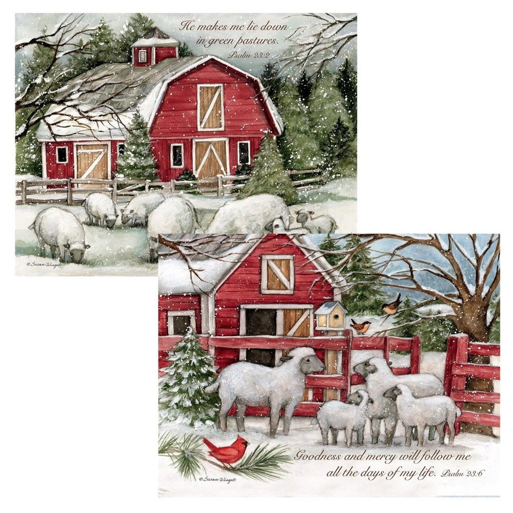 LANG CHRISTMAS CARD BOXED SET The Lord is my Shepherd 18 Cards /19 Envelops NIB